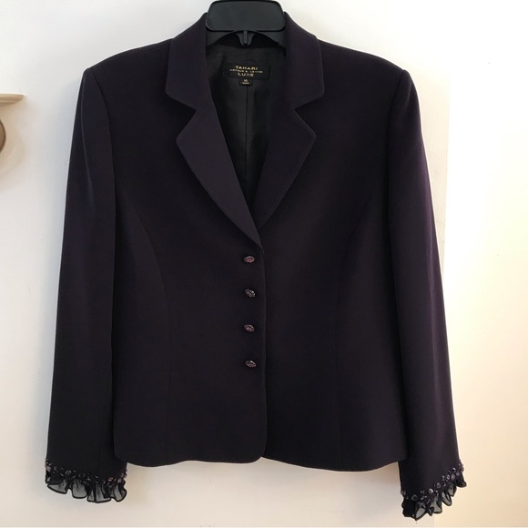 Tahari Luxe Purple Embellished Blazer, Size 10, Women's - Picture 9 of 11